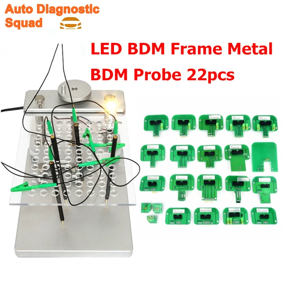 Image of 2026 Neuer LED BDM-Rahmen aus Edelstahl mit 4 Sondenstiften und 22 BDM-Adaptern für KTAG/KESS/Fgtech ECU Chip-Tuning-Programmierwerkzeug