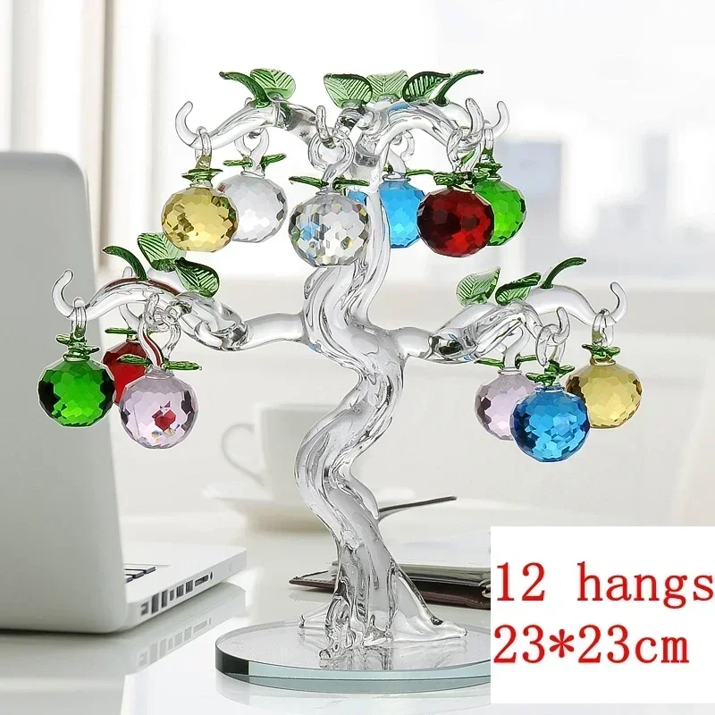 

Crystal Apple Tree with 12/8/6# Apples Fengshui Crafts Home Decor Figurines Christmas New Year Gifts Souvenirs Decor Ornaments