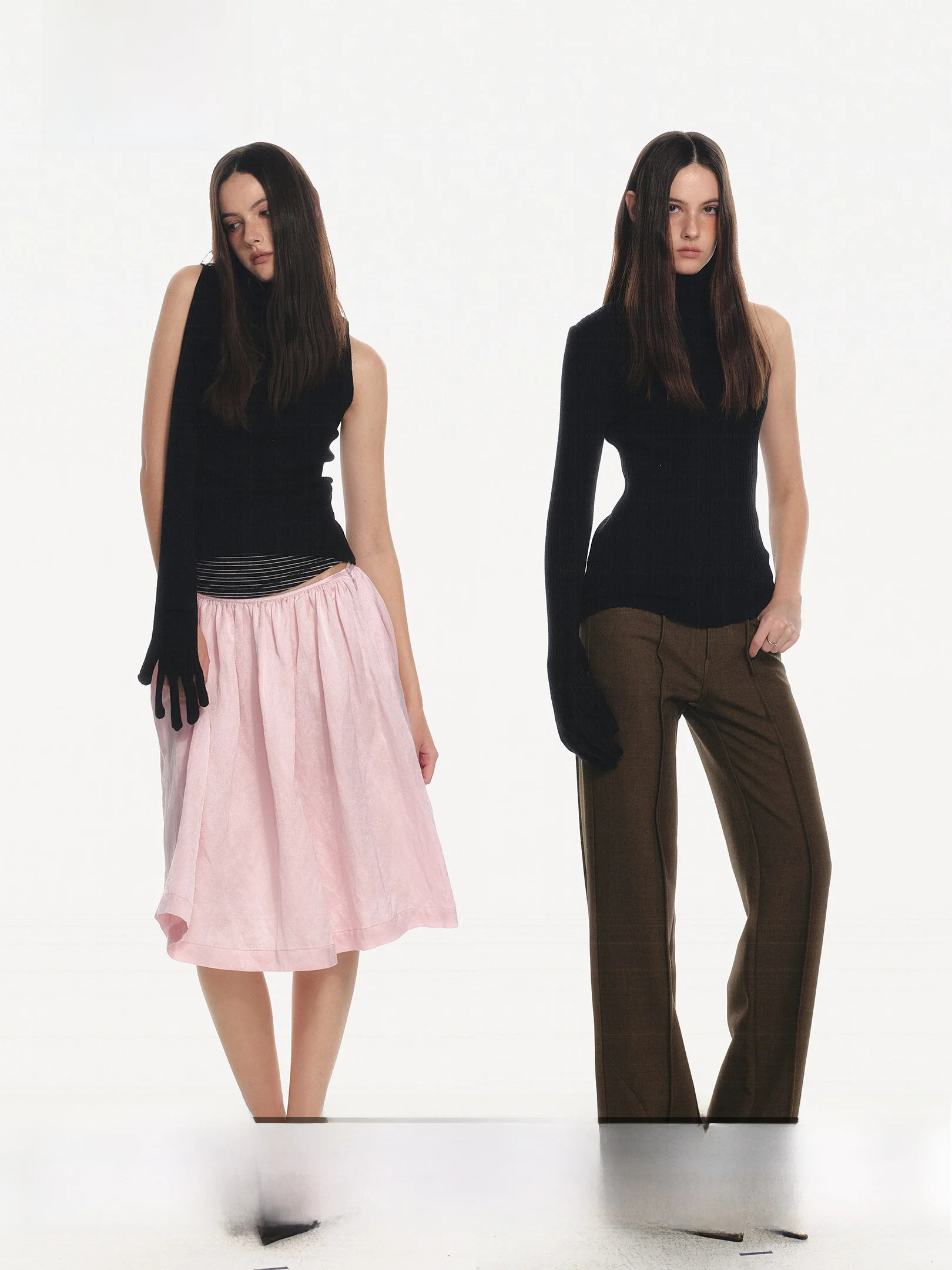 

Tee Goood High Ne Knitted Sweater Single oulder Five Finger Connected Sve Asymmetric Design Casual Slim Fit Women's Top