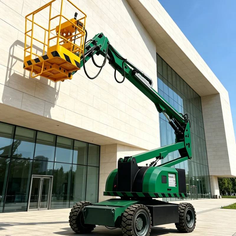 Customized Aerial Work Platform Articulated Boom Lift Towable Platform Folding Boom Lift Cherry Picker Unit 12m 200kg