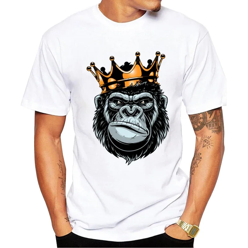 

TEEHUB Gorilla King Printed Men T-Shirt Short Sleeve Summer Tshirts Casual Tops Funny Ape Tees