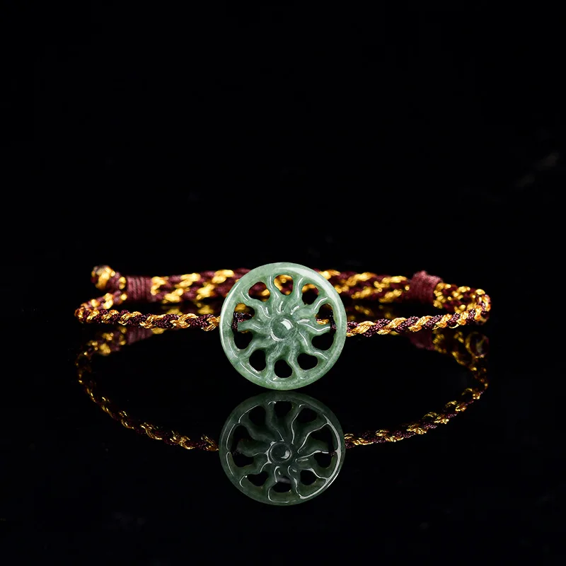 Original Natural A-grade Jade Bean Green Sun Handmade Weaving Hand Rope Bracelet For Men's Gifts Women's Jewelry Wholesale