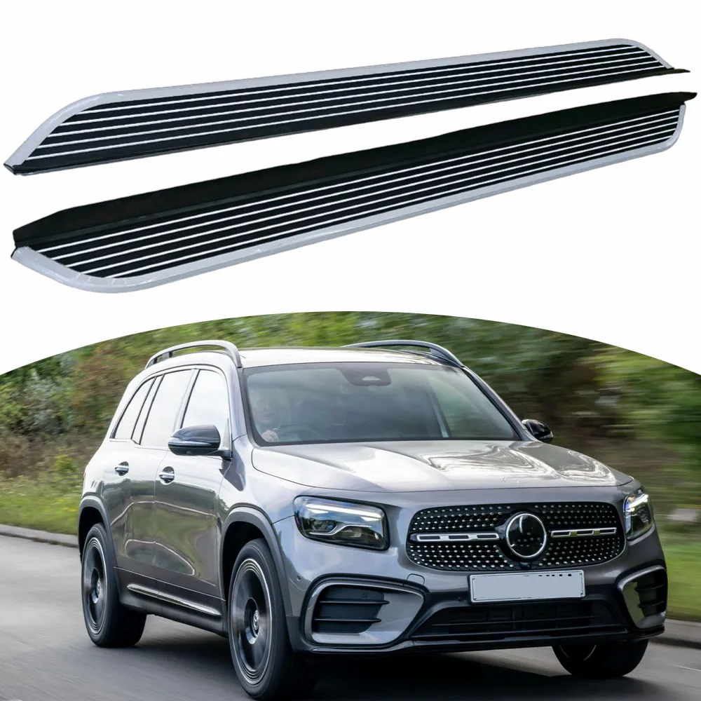 Pasos laterales fijos de aluminio, 2 uds., aptos para Mercedez Benz GLB 2020-2025, estribos, barras Nerf, rieles, Protector de pedales