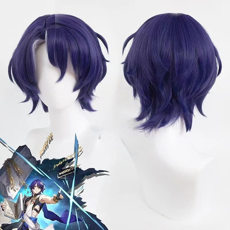 

Anime Honkai: Star Rail Dr. Ratio cosplay wig 35cm Blue Purple Highlights Dr Veritas Ratio Intelligentsia Guild Heat Resistant