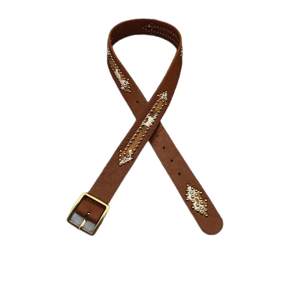 Y2K حزام نسائي بنمط الفهد، إكسسوار شخصي على الطراز البوهيمي، حزام برباط بتصميم متخصص، للرجال و #5