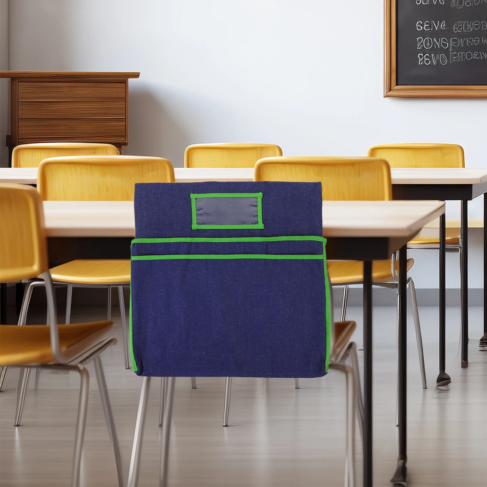 

Thickened Back Bags Multi-Function Sacks With Pockets Seat Back Slipcovers For Classroom Chairs Denim Storage Pockets Reusable