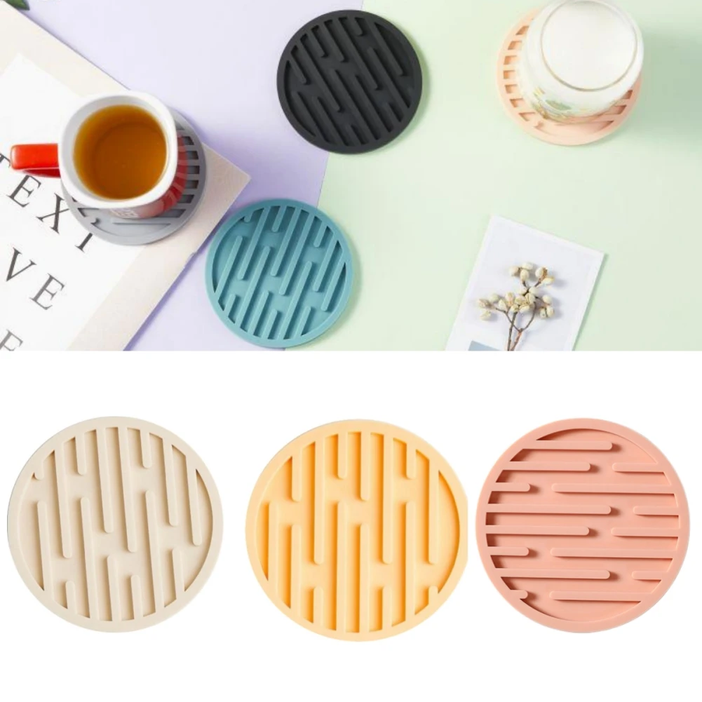 10cm Silicone Coasters Round Heat Resistant Tea Cup Mat Thickened Drink Coffee Glass Beverage Holder Pad Decor Table Mat