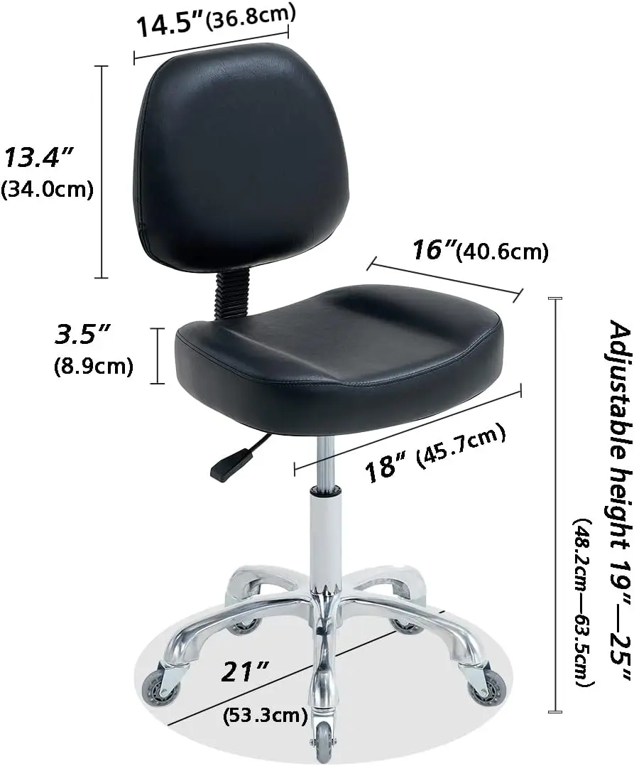 Vanity Rolling Chair Esthetician Shop Stool with Wheels,Ergonomic Lash Armless Office Chair, Desk