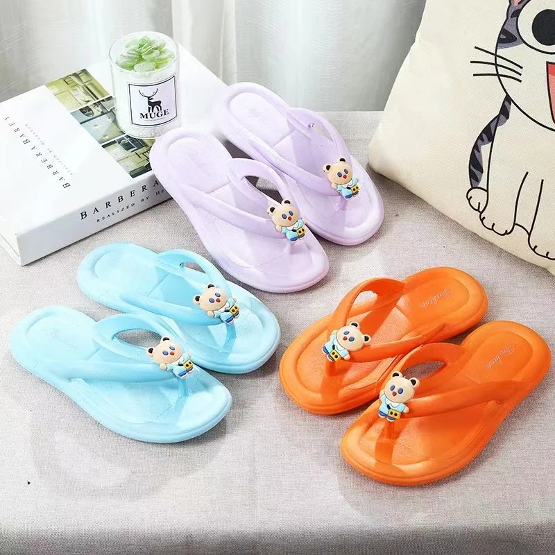 New Summer Baby Boys Girls Slippers Children PVC Cartoon Bear Print Soft Flips Flops Beachwear Outdoor Non-slip Kids Shoes