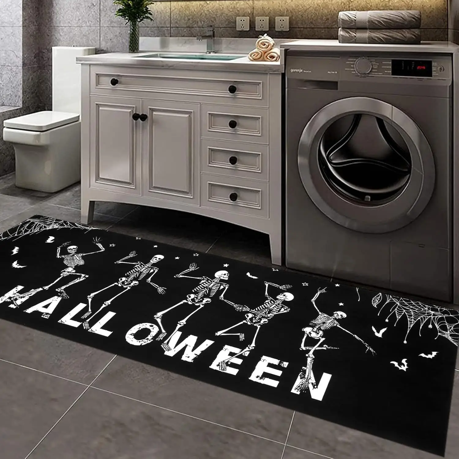 Dark Gothic Thriller Skull Halloween Decorative Floor Mat Bedroom Bedside Blanket Living Room Creative Carpet