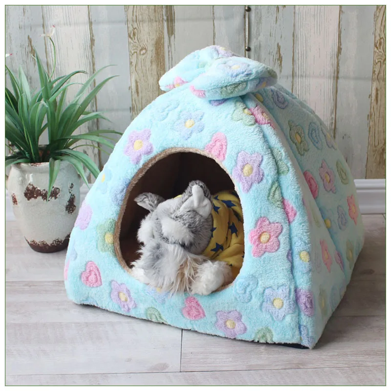 Winter Warm Pet Dog House Cat Bed Mat Removeable Kennel Nest Pet Basket Soft Comfortable Kitten Sleeping Pet Nest Cats Product