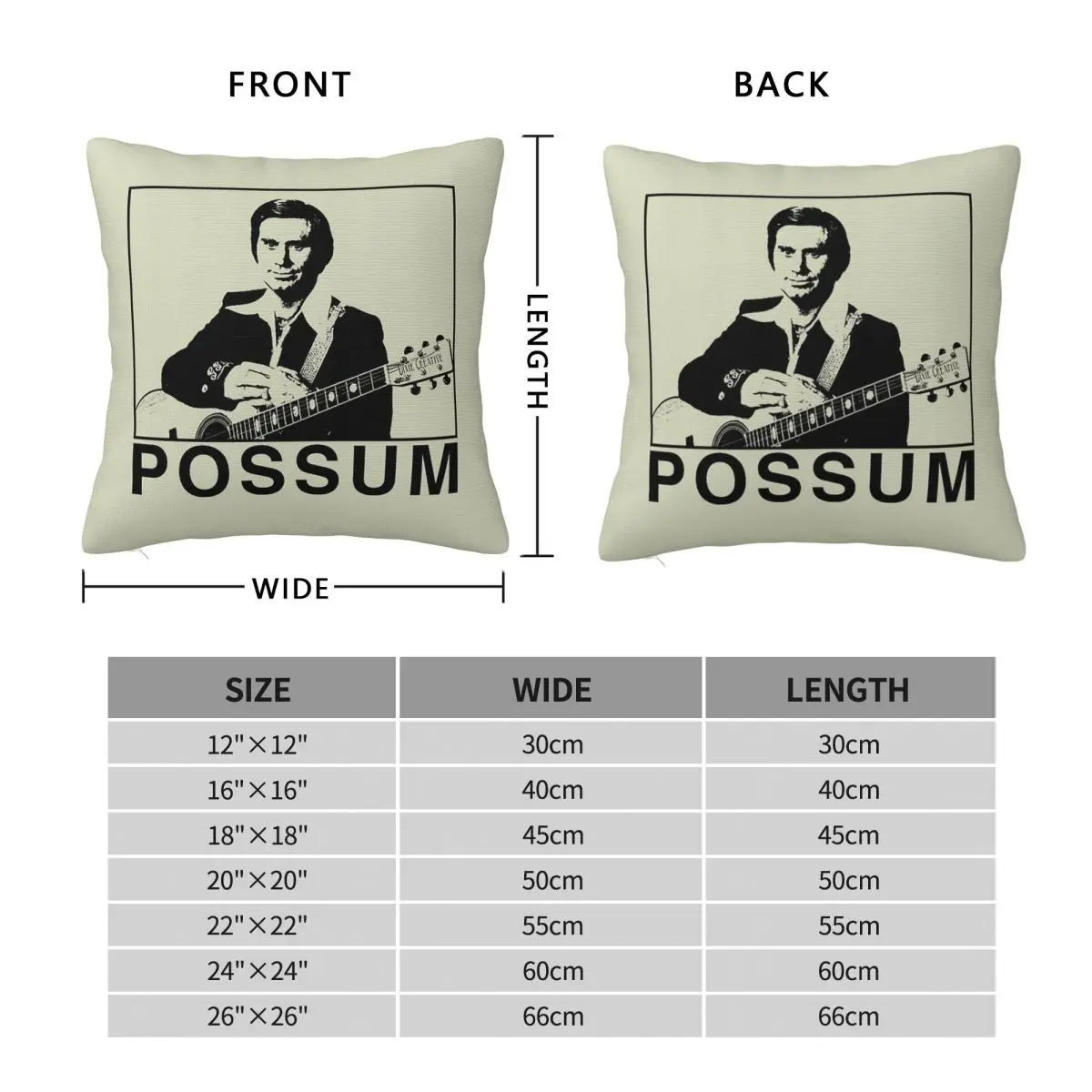 The Possum George Jones Square Pillowcase Polyester Linen Velvet Printed Zip Decorative Throw Pillow Case Car Cushion Cover
