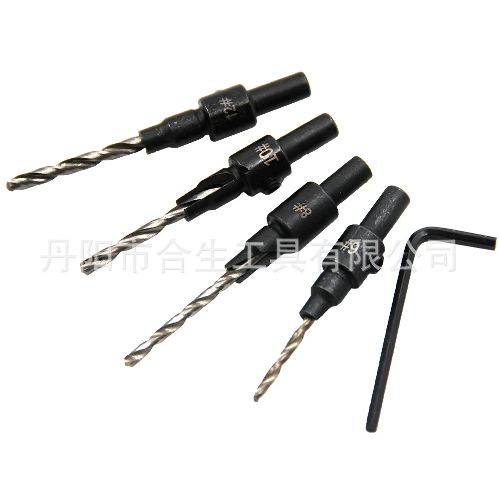 4pcs Countersink Drill Woodworking puncher Drill Bit Set Cordless Step Drill Bits For Screw Sizes #6 #8 #10 #12,Cone drill