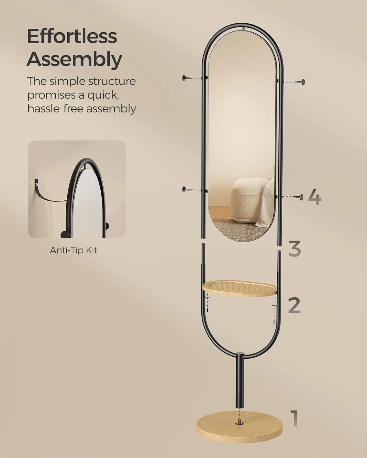 [حار بيع! ]مرآة أرضية كاملة الطول، 3 في 1، مرآة حديثة لكامل الجسم، مستوحاة من التصميم الأصلي للحائز على الجائزة، 16.5 ×