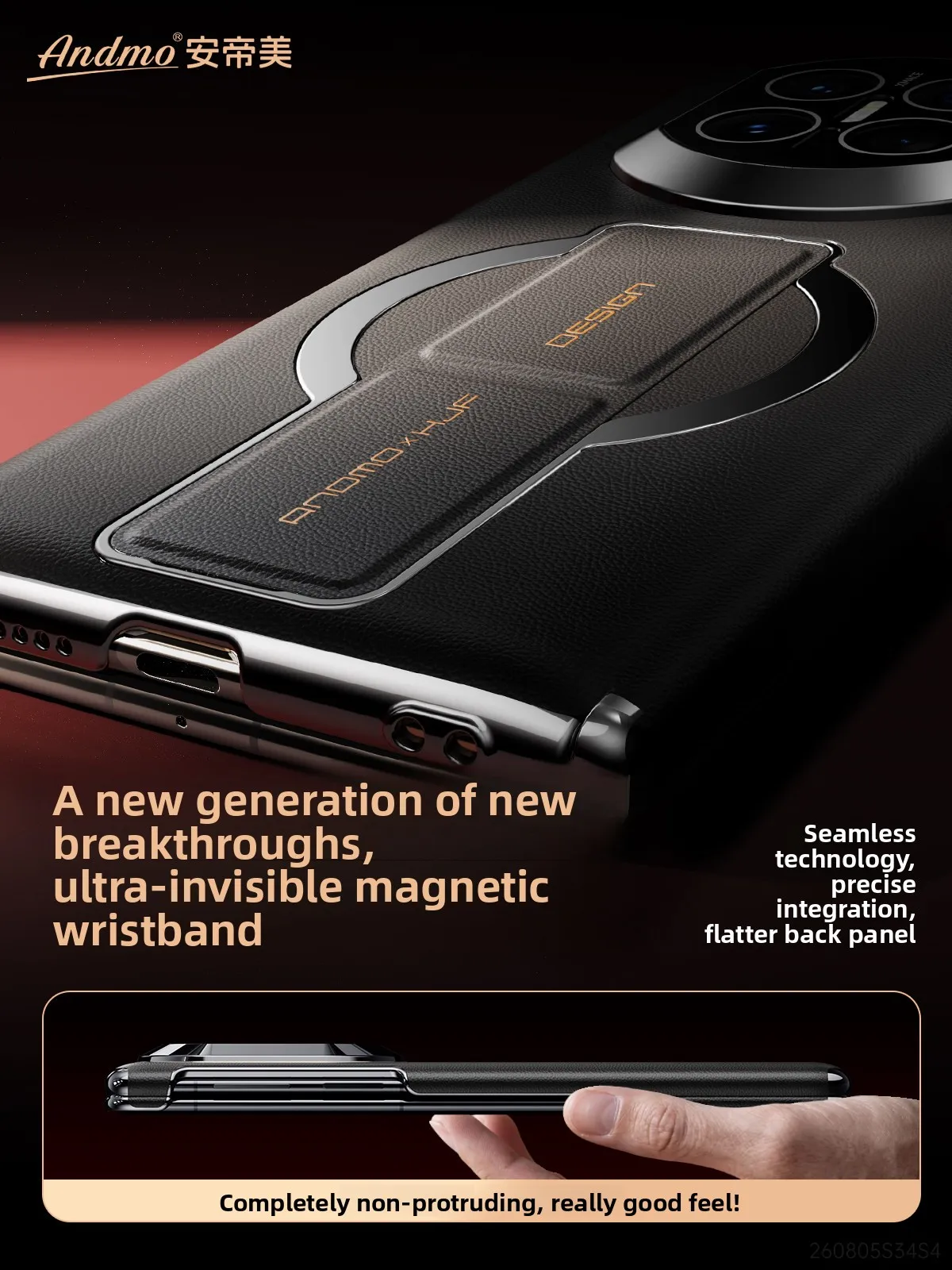 Luxury Invisible Wrist Strap for Huawei Mate X7 Case,Hinge&Frame Protection,Full Lens Coverage,Drop-proof Magnetic Stand Case
