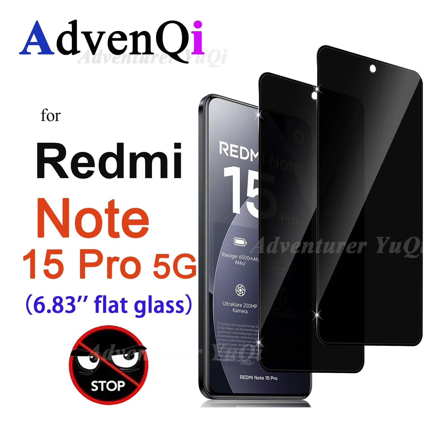 

Anti Spy Screen Protector For Redmi Note 15 Pro 5G 6.83'' Xiaomi Privacy Tempered Glass Flat 9H Anti Peep Scratch High Aluminum