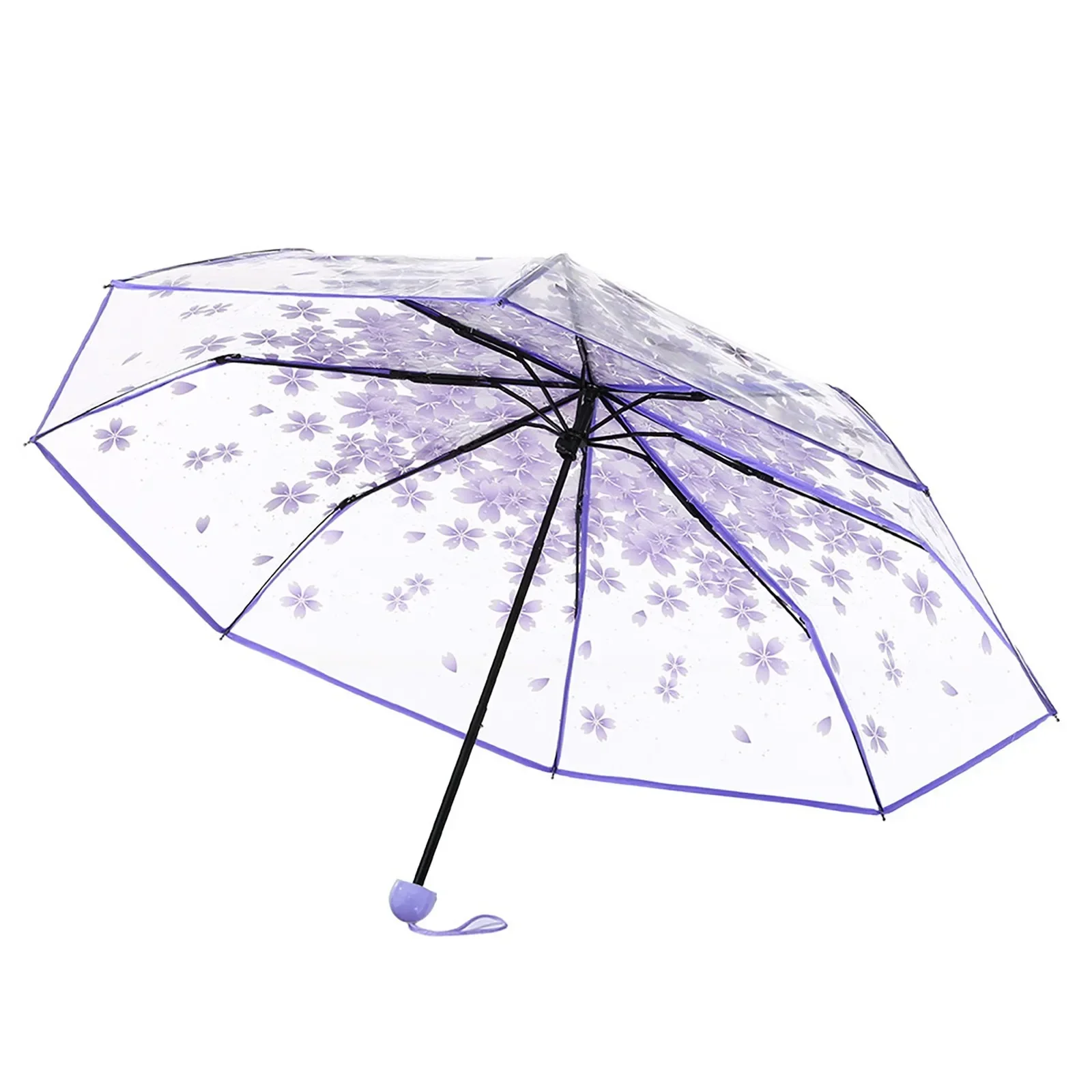 Kreative Hand Bewegung Transparent Männlich Weiblich Regenschirm Kirschblüte Stil Personalisierte Paar Student Klar Strand Regenschirm – Detail 5
