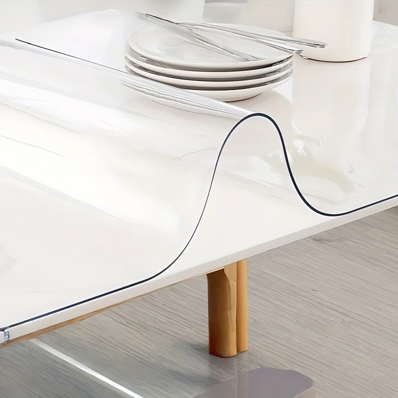 Clear PVC Table Protector 80x120cm/90x160cm Rectangular Transparent Waterproof Anti-Scratch Plastic Tablecloth for Furniture
