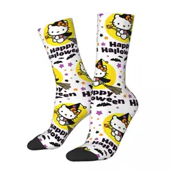 Colorful Hello Kitty Happy Halloween Basketball Socks Polyester Long Socks for Women Men Sweat Absorbing