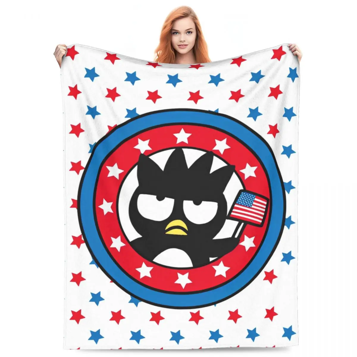 Soft BlanketKids Adult Airplane Travel Bad Badtz Maru Cute Throw Blanket Sanrio Flannel Bedspread For Home Decor Sofa Bed Cover