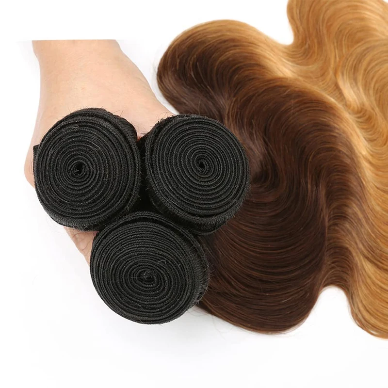 Extensões remy naturais brasileiras do cabelo da onda do corpo, louro do mel, 100g/part, 1b27, para mulheres