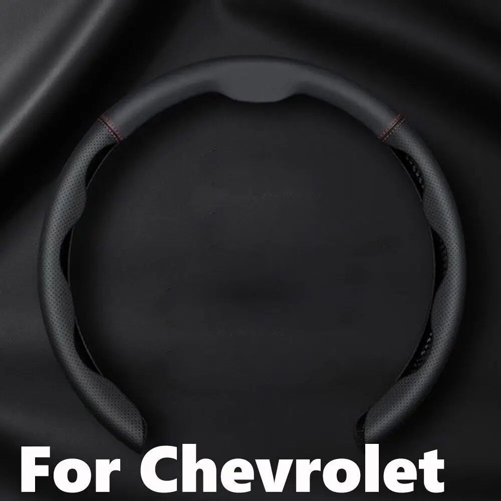 

US Luxury Leather Car Steering Wheel Cover 15" Breathable Non-Slip ForChevrolet carsteering wheel cover car accessories cutecar