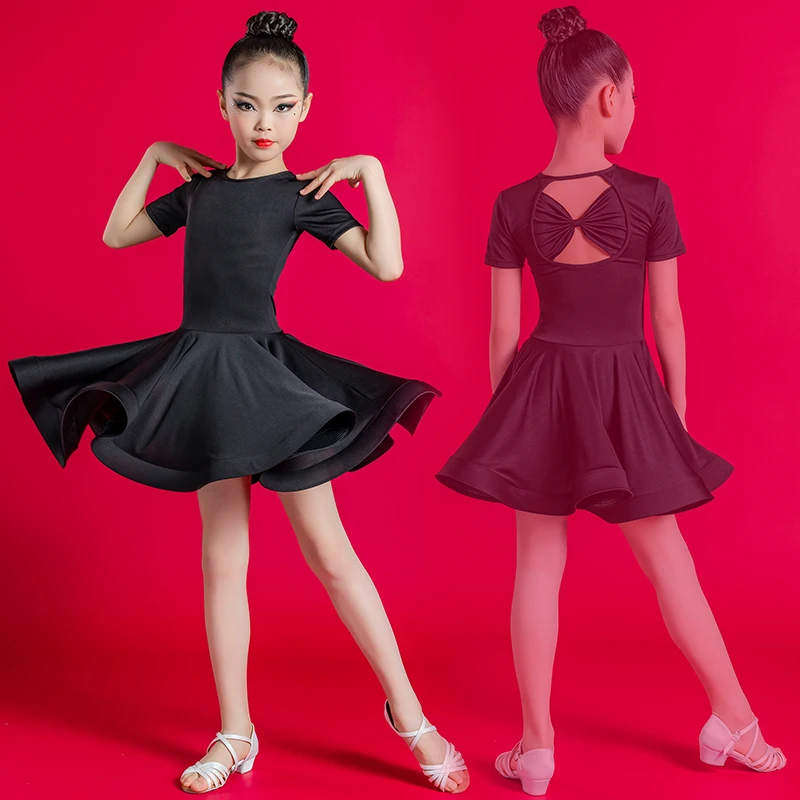 

Girl Latin Dance Dress Children Ballroom Dance Costume Kids Rumba Cha Cha Tango Dresses Stage Performance Practice Outfits