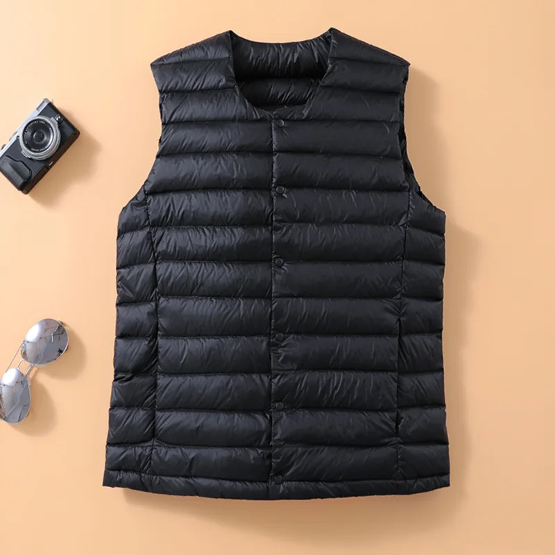 0-10 ℃ Man Draagbare Witte Eend Donzen Vest Jas Ultra Lichte Mouwloze Jassen 2024 Herfst Winter Mode Puffer Vest Voor Mannen