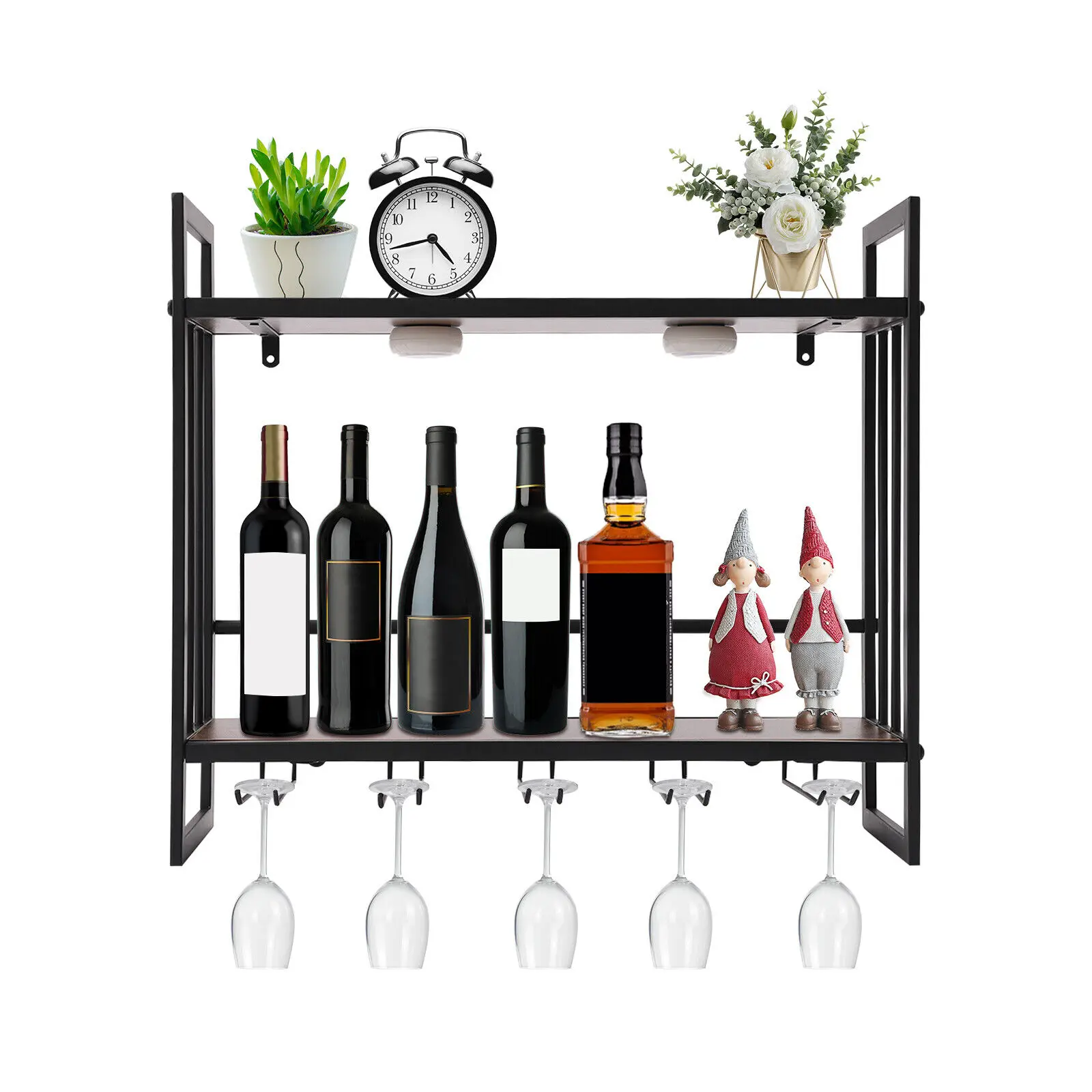 

Wall Mounted LED RGB Wine Display Rack Wine Bottle Storage Holder Glasses Hanger