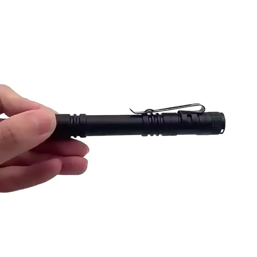 クリップ付きミニペンライト、携帯用懐中電灯、ポータブルミニライト、ペンライトクリップ、作業灯、ブラック、超高輝度ミニLED懐中電灯