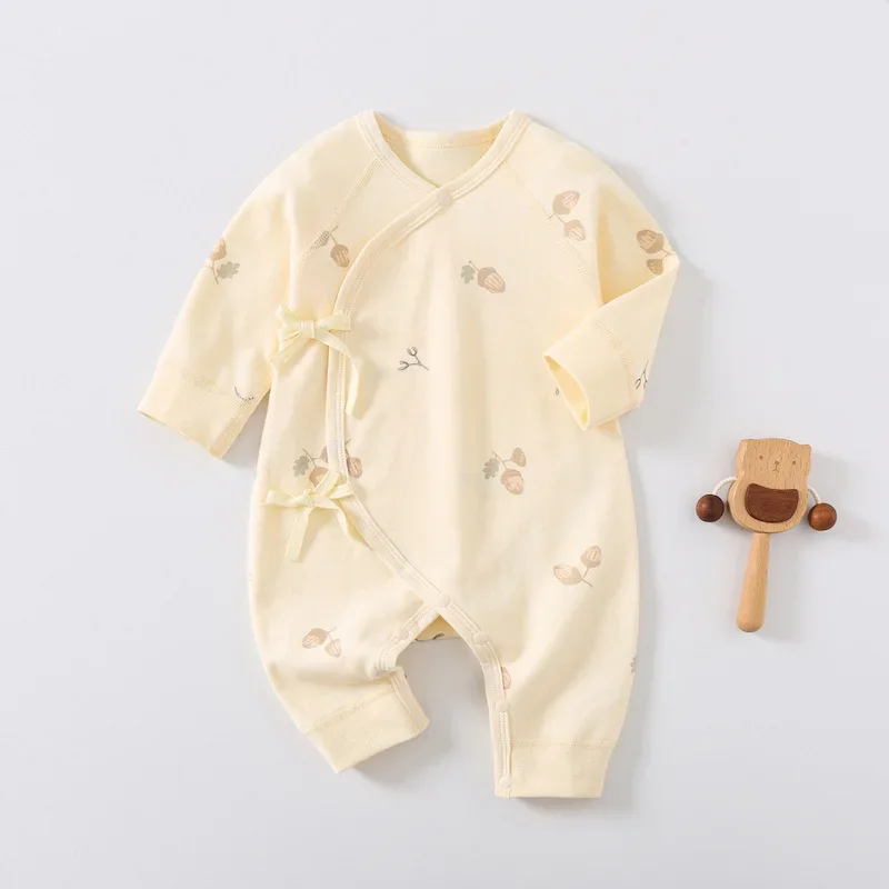 Newborn Baby Clothes Autumn Pure Cotton Boneless Jumpsuit Full Month Just Born Infant Monk Clothes Harajuku Style