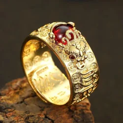 Vintage Original Feng Shui Amulets For Good Luck And Protection Wealth Men's Golden Toad Jewelry Rings For Men Women