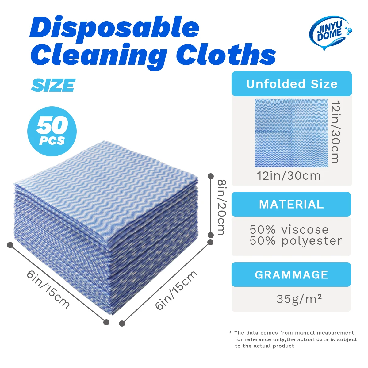 JINYUDOME 50Pcs Reusable Disposable Washing Cleaning Cloth Towels Handy Wipe Dish Absorbent Cloths For Kitchen Chores Lazy Rags