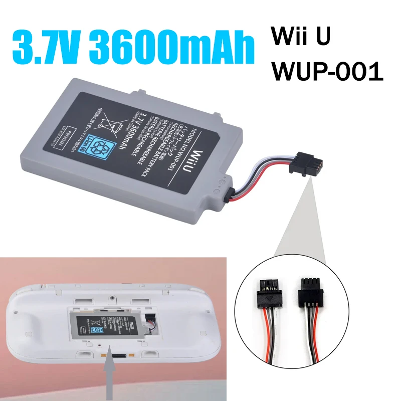 For Nintendo Wii U Controller PAD Gamepad Handle Replacement Battery 3.7V 3600mAh Rechargeable Lithium Batteries Game Console