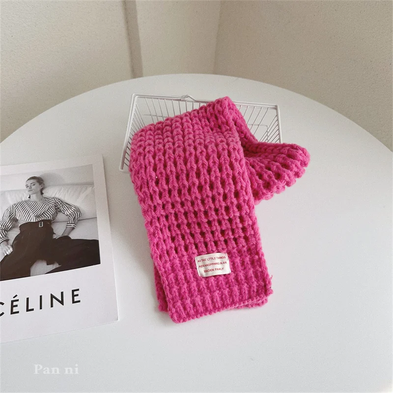 Fashion Children Woolen Yarn Crochet Scarves for Boys Girls Winter Warm Soft Comfortable Knit Long Neck Scarf Baby Kids Muffler