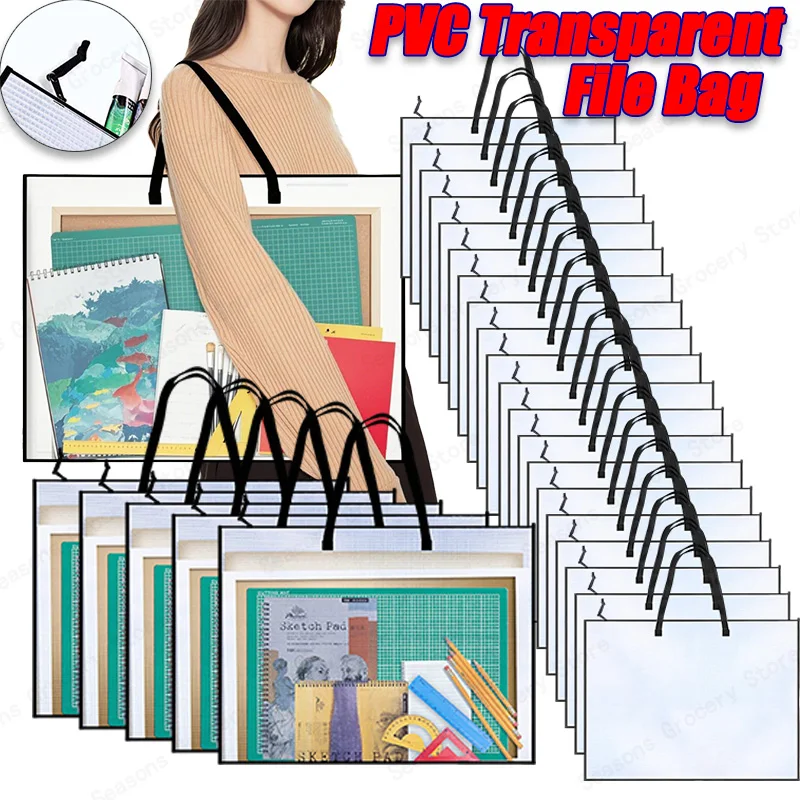 

Cross Stitch Mesh Zipper Bag with Handle Puzzle Bags Transparent Mesh File Tote Bag Pouch for Cross Stitch Projects