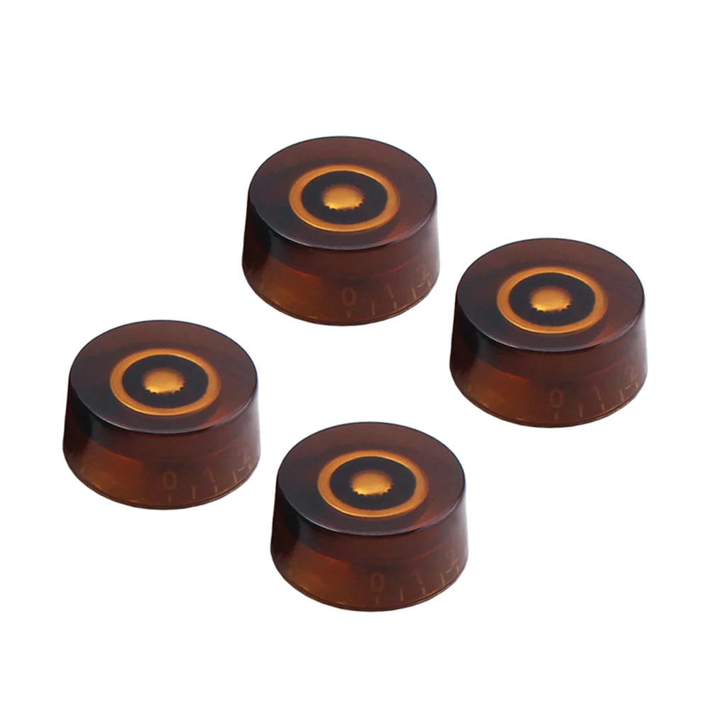 4 PCS/ Set Round Guitar Knobs Volume Tone Control Knobs Rotary Knobs for Style Electric Guitar Parts Replacement (Tea Color)