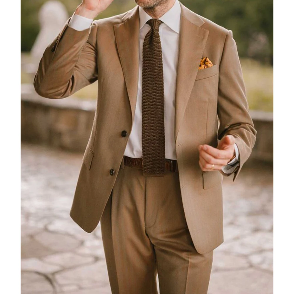 

Men Suit 2 Piece Set Slim Fit Business Suits for Men Notch Lapel Single Breasted Stylish Comfortable Elegant Formal Blazer and P