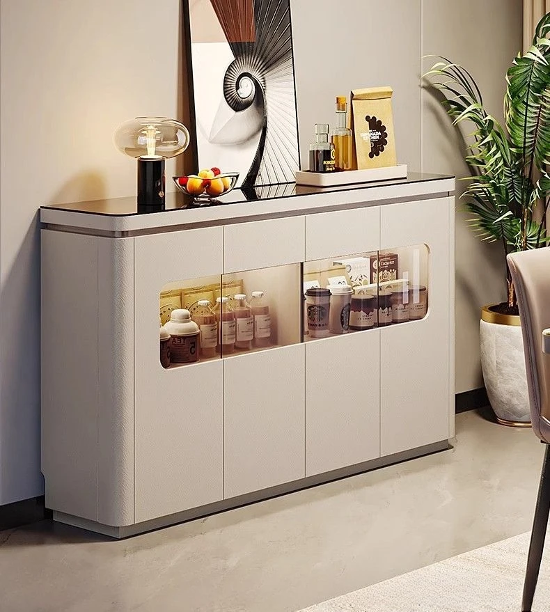 

Side cabinet, light luxury, high-end sense, against the wall, integrated, storage