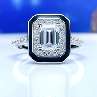 Desire Fashionable and Personalized Emerald Cut 925 Sterling Silver Ring Inlaid with High Carbon Diamond for Women