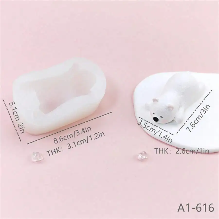 

DIY Cartoon Animal 3D Polar Bear Ice Cube Chocolate Mousse Cake Silicone Mold Plaster Candle Mold Summer