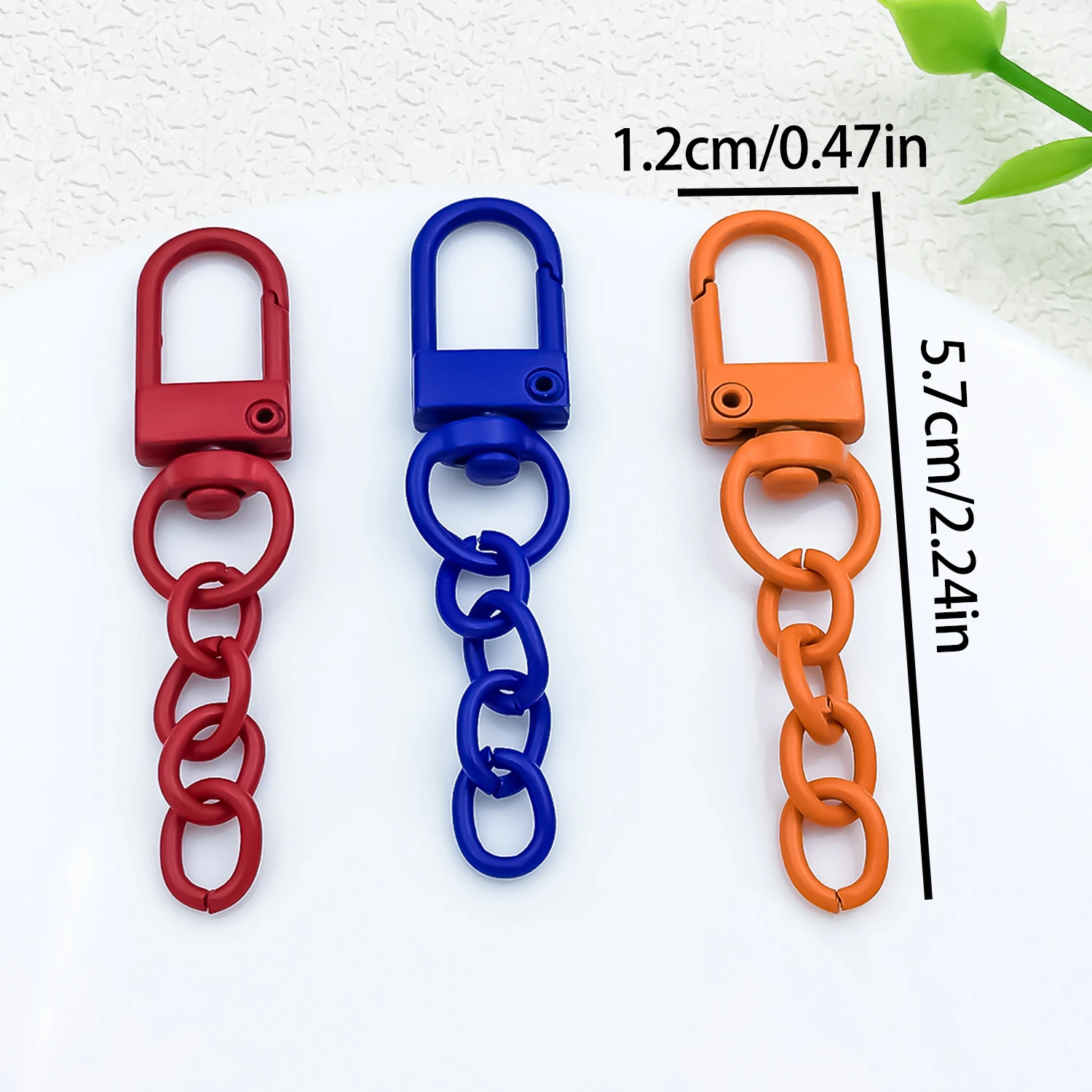 20pcs 12x57mm Painted Color Door Buckle and Four-Link Chain Suitable for DIY Key Chain Bag Pendant Accessories