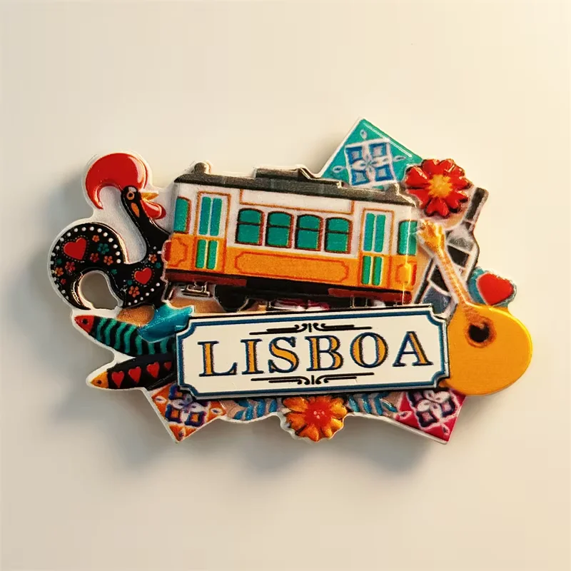 البرتغال، الليسبون، الحافلة، الديك، مجسمة ثلاثية الأبعاد، هدايا تذكارية للسياحة، لوحة الراتنج، ديكور المنزل، مغناطيس الثلاجة