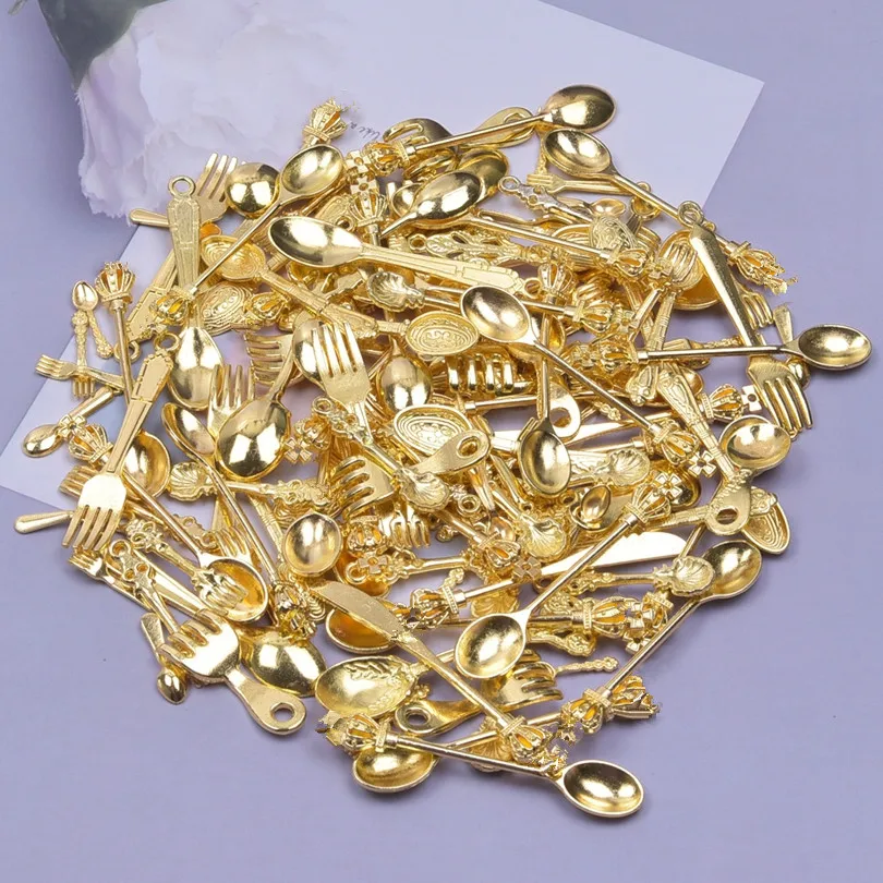 20/30Pcs Mix Styles Tableware Cooking Kitchen Tool Charms Jewelry Supplies Spoon Fork Pendant Diy Vintage Necklaces Bracelet