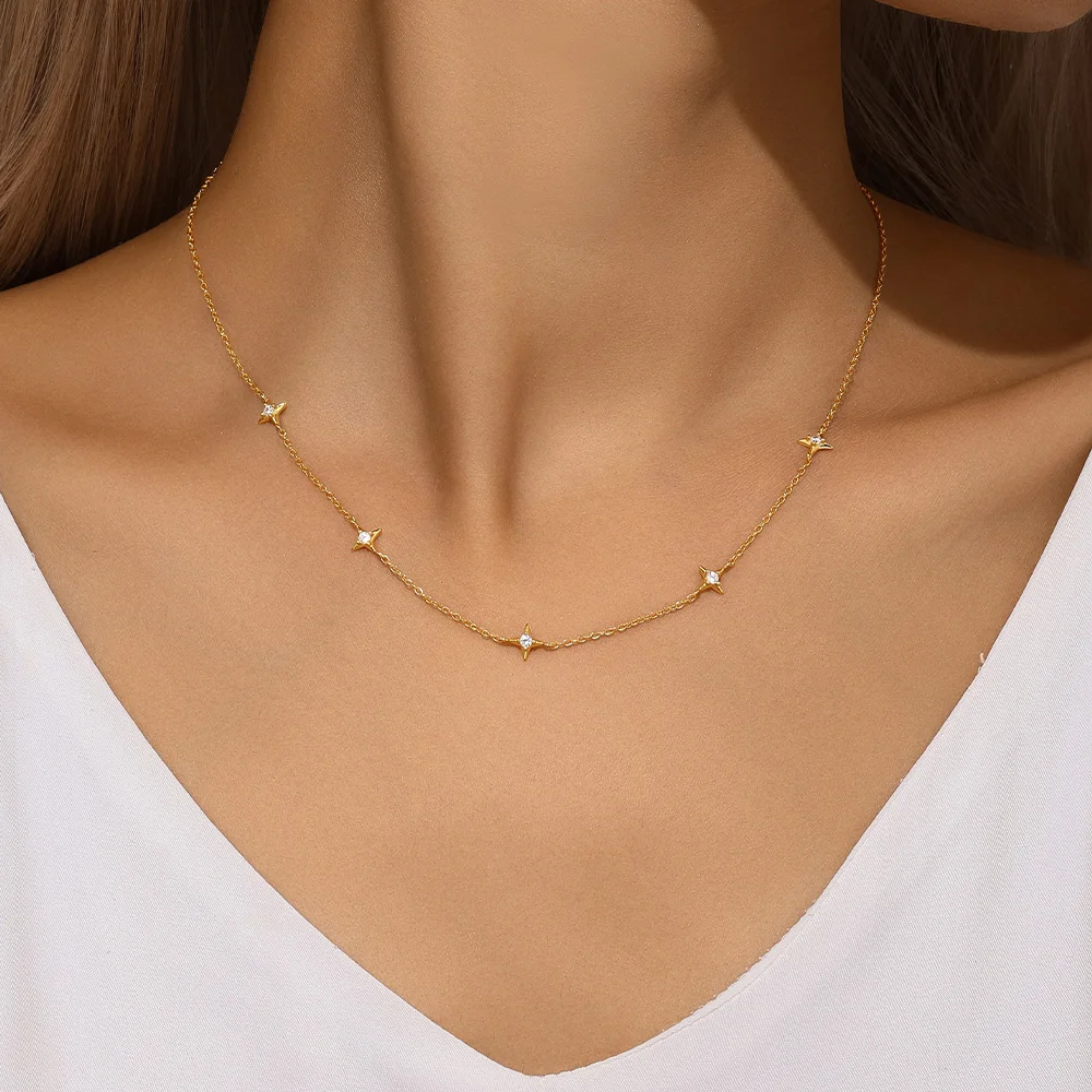 LENNIK-collar de plata de primera ley y circón para mujer, Gargantilla, plata esterlina 925, Circonia cúbica, zirconia, circonita, zirconita, diseño moderno y de alta gama