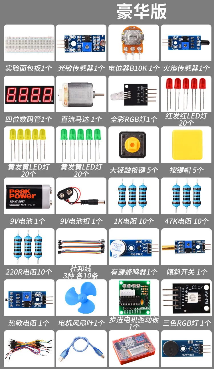 UNO R3 Starter-Kit für Arduino Komplettes Anfänger-Lernset mit Sensoren, Motoren, LCD-Display und Projekt-Tutorial DIY STEM – Detail 5