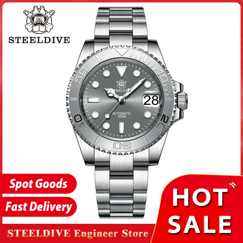 STEELDIVE SD1953T Fashion Mechanical Men's Watches Swiss BGW9 Luminous NH35 Movement 30ATM Water Resistant Dive Date Clock Reloj