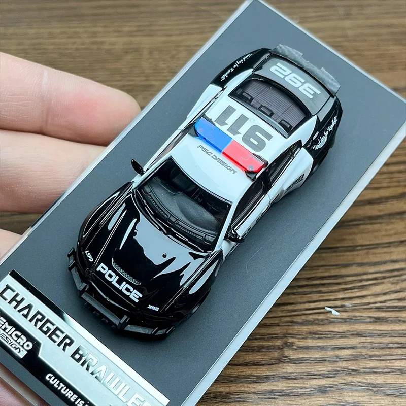 In Stock Tm Psc Design 1:64 Dodge Warhorse Charge Police Car Livery Alloy Micro-Die-Casting Car Model Custom Children'S Toy Gift