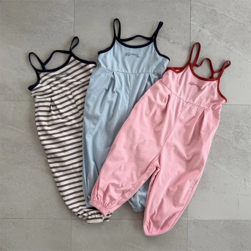 2026 Summer New Children Loose Playsuit Fashion Boys Girls Cotton Overalls Kids Jumpsuit Baby Sling Pants Toddler Harem Pants