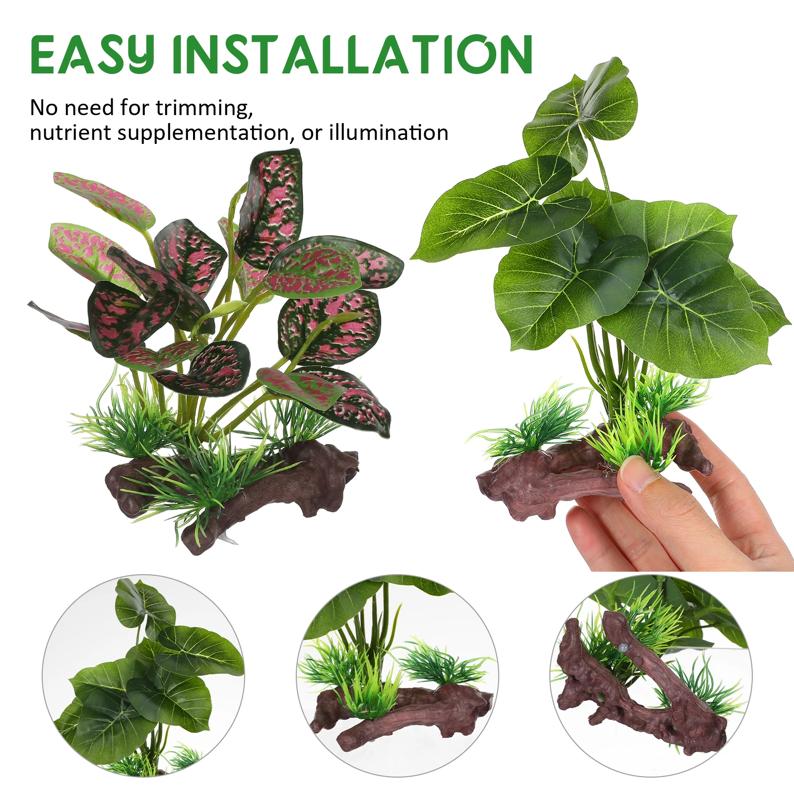 

2pcs Artificial Plants for Aquarium Fish Tank Decorations High Simulation Easy Maintenance Plastic Accessories
